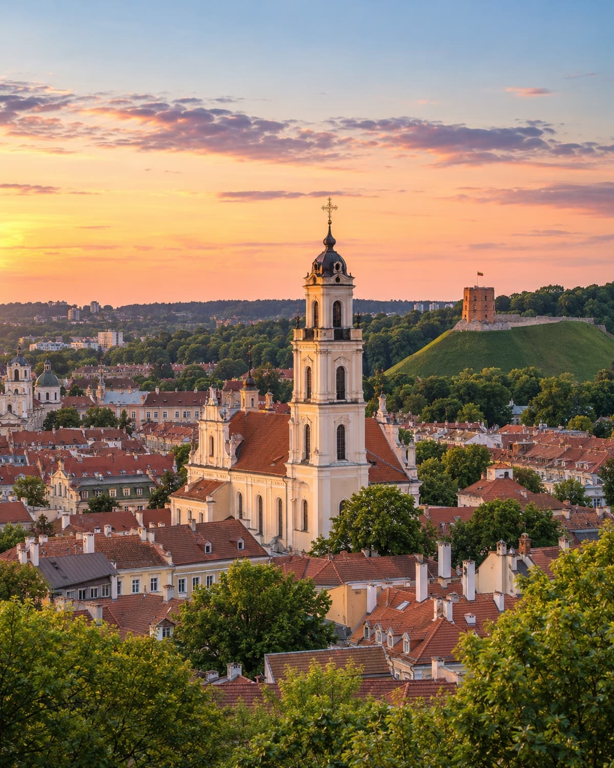 Vilnius UNESCO Old Town baroque architecture and red rooftops