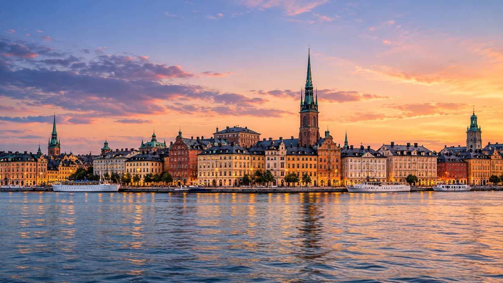 Stockholm Gamla Stan historic waterfront and archipelago harbour